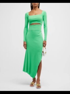 A.L.C. Clara Ribbed Long Sleeve Asymmetric Dress